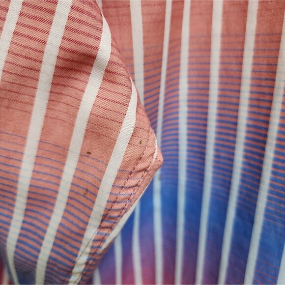 Luchiano Visconti Shirt Mens XL Blue Red Striped Cotton Modal Button Flip Cuff - Picture 10 of 16